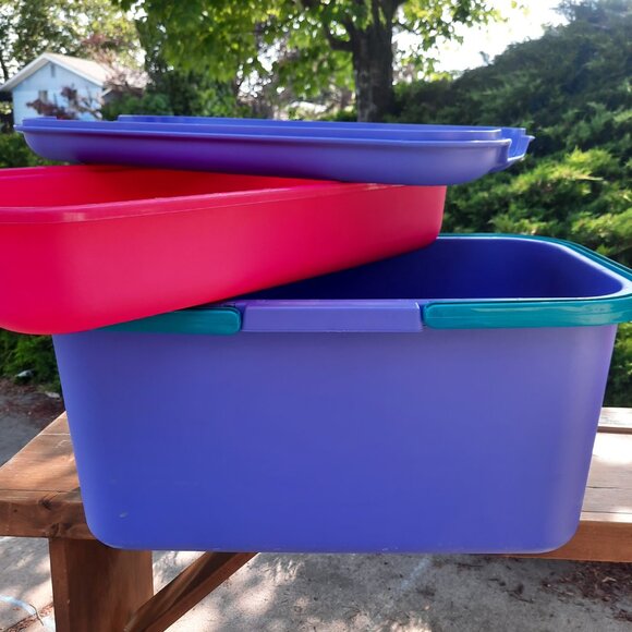 VTG Eagle Craftstor 20” Craft Bin Box Storage Purple Tray Lid 90s USA MADE - Picture 2 of 9